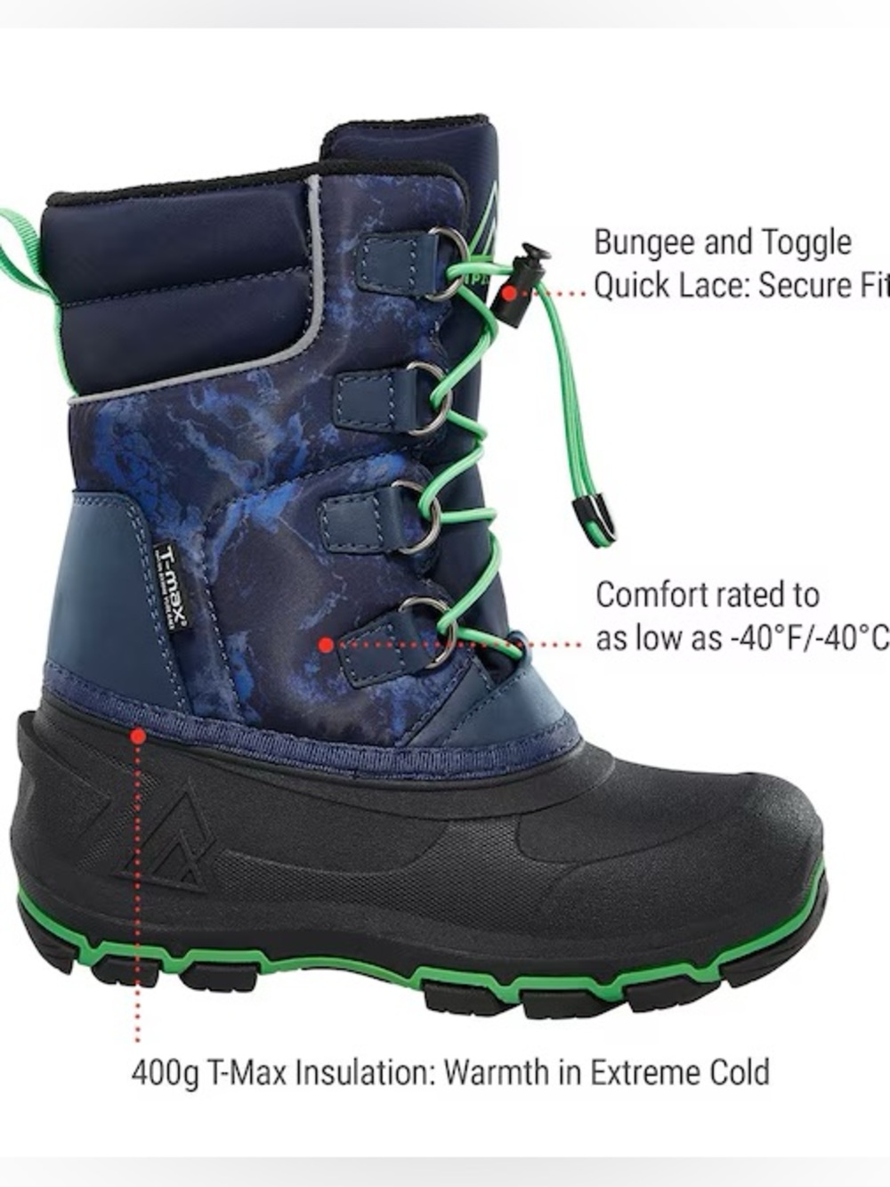 BRAND NEW boy youth ripzone subzero winter snow boots size 11 (-40C to -50C)